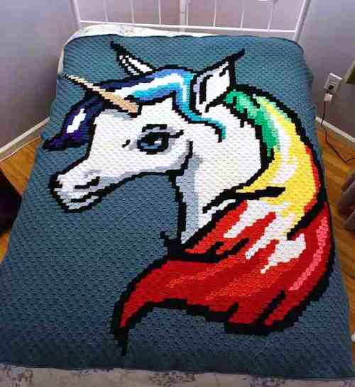 rainbow unicorn crochet graph blanket