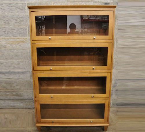 glass front cabinet for protected yarn storage solution