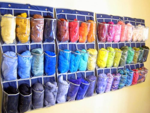 shoe pockets for hanging yarn storage solution