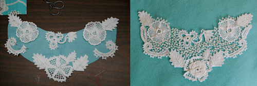 Irish Crochet motifs worked together
