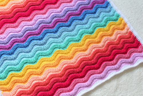 Chunky Rainbow Ripple crochet blanket