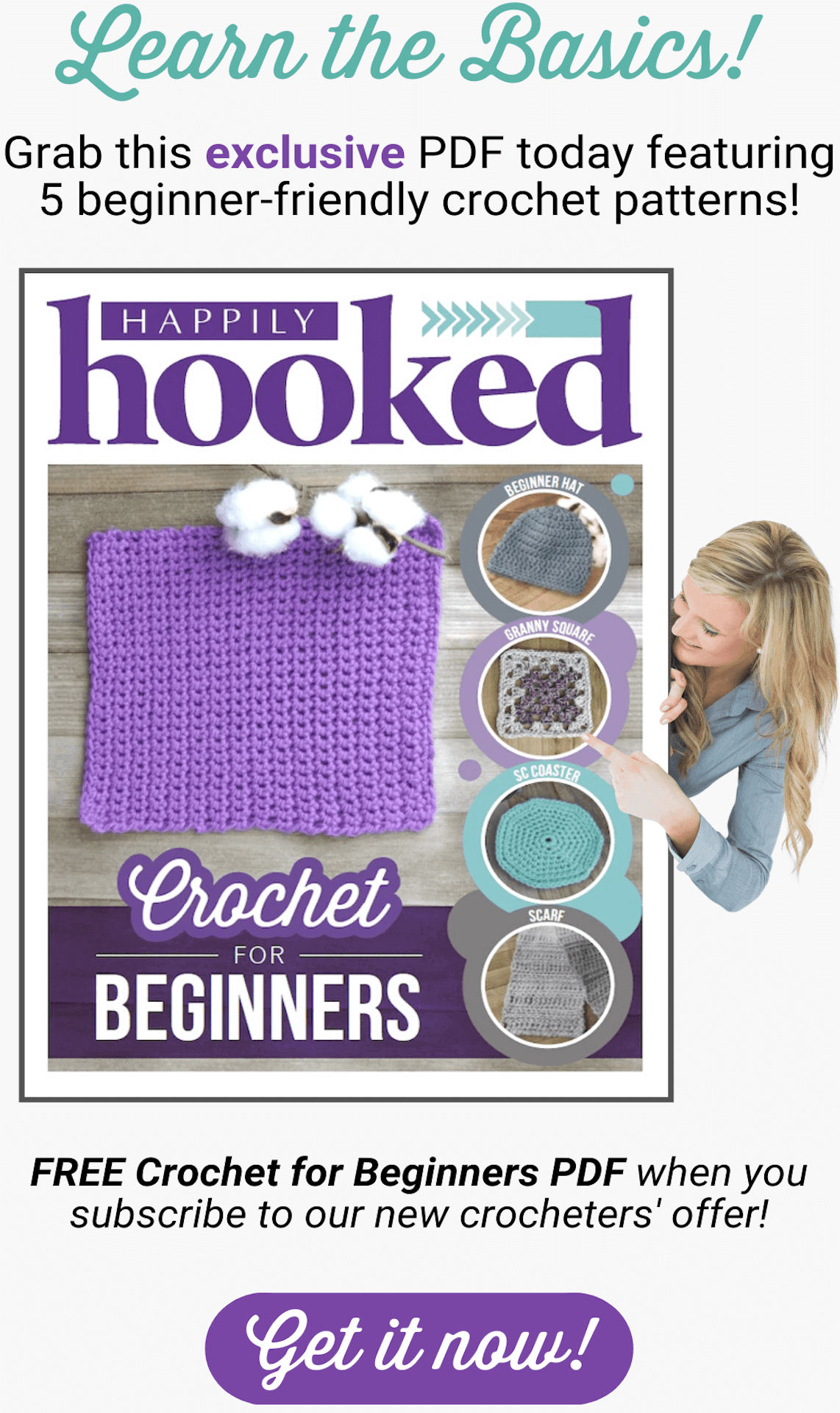 Free Beginners Crochet PDF when you Join Happily Hooked