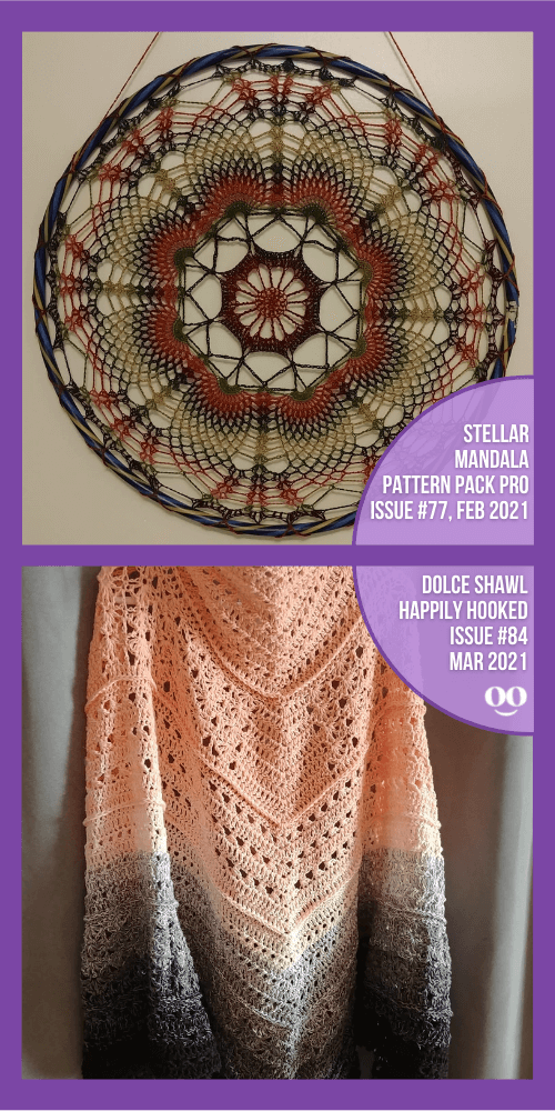 Happily Hooked Member of the Month Pam's mandala and shawl