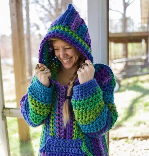 Tonks Hoodie crochet pattern by Evelyn Burttram