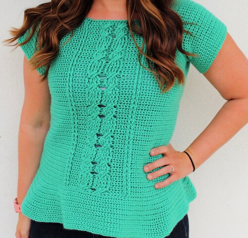 Cabled Peplum Tee by Michelle Ferguson